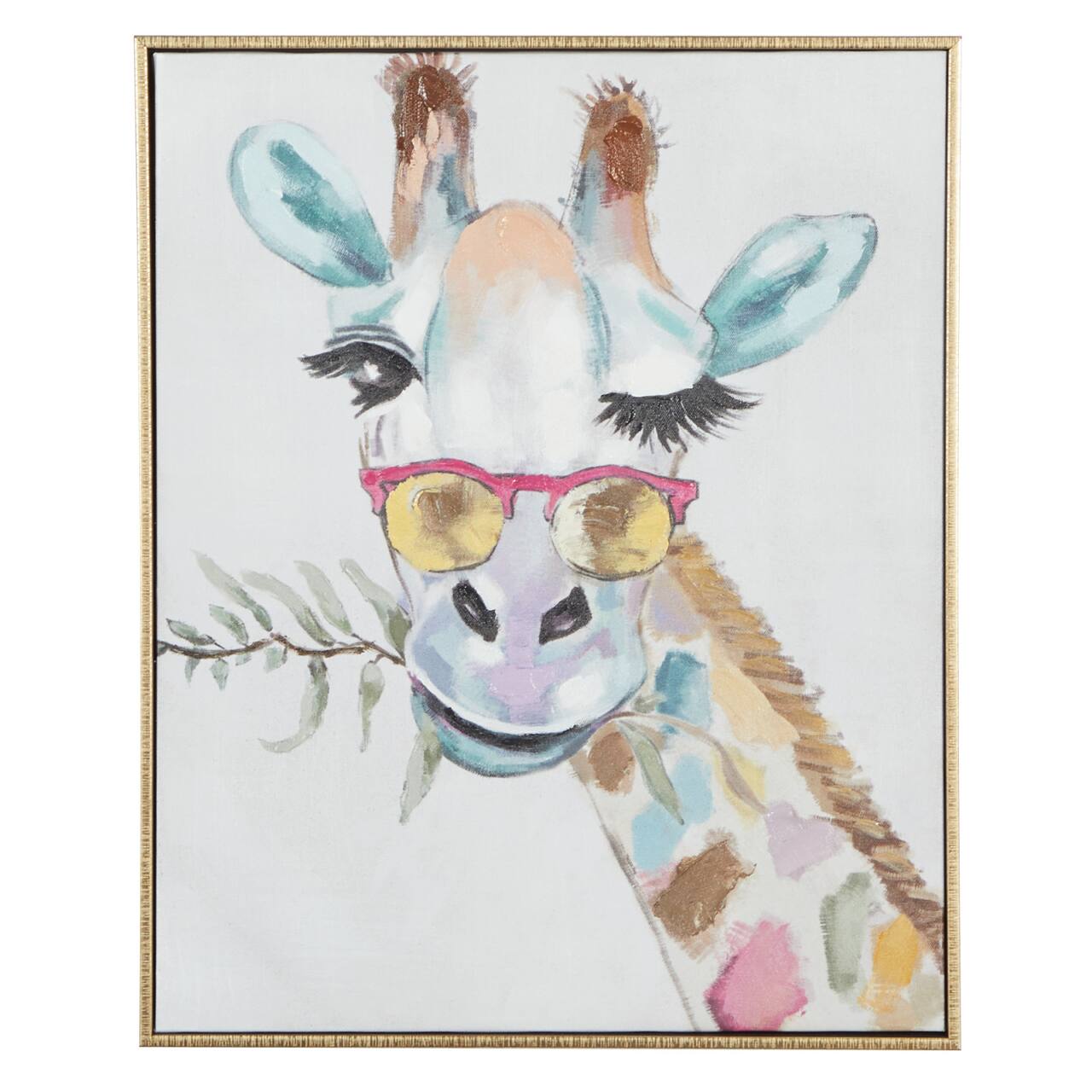 CosmoLiving by Cosmopolitan Multicolor Giraffe Framed Canvas Wall Art